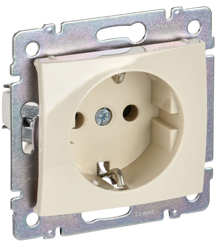Розетка 1-м СП Valena 16А IP20 с заземл. на винтах механизм сл. кость IEK 774320