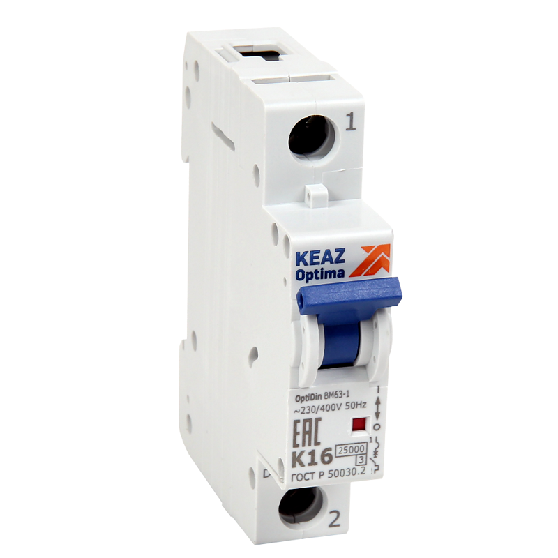 Выключатель автоматический модульный 1п K 2А OptiDin ВМ63-1K2-25-УХЛ3 КЭАЗ 342042