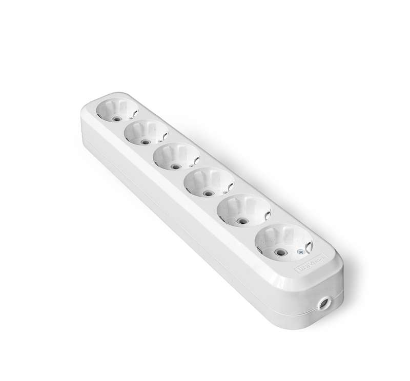 Колодка удлинителя 6-м с заземл. АБС-пластик еврослот UNIVersal E306