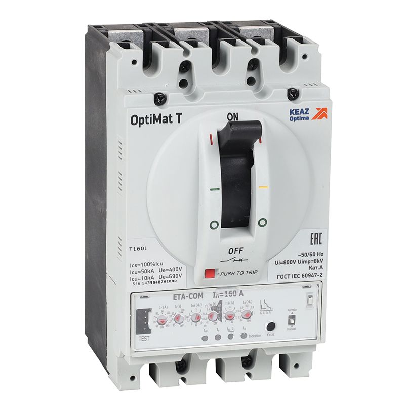 Выключатель автоматический 3п 160А OptiMat T160L ETA КЭАЗ 355878