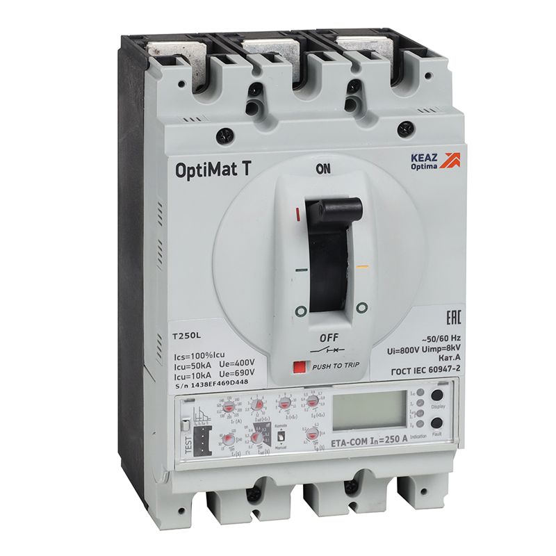 Выключатель автоматический 3п 250А OptiMat T250L ETA-COM КЭАЗ 355895