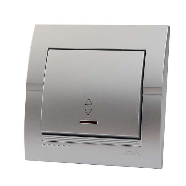 Переключатель проходной 1-кл. СП Deriy 10А IP20 с подсветкой серебр. метал. LEZARD 702-2828-114