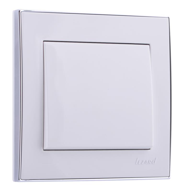 Выключатель 1-кл. СП Rain 10А IP20 с хром. боковой вставкой бел. LEZARD 703-0225-100