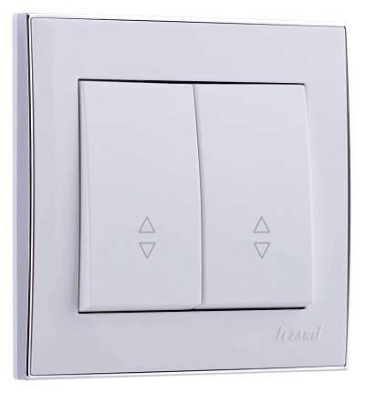 Переключатель проходной 2-кл. СП Rain 10А IP20 с хром. боковой вставкой бел. LEZARD 703-0225-106