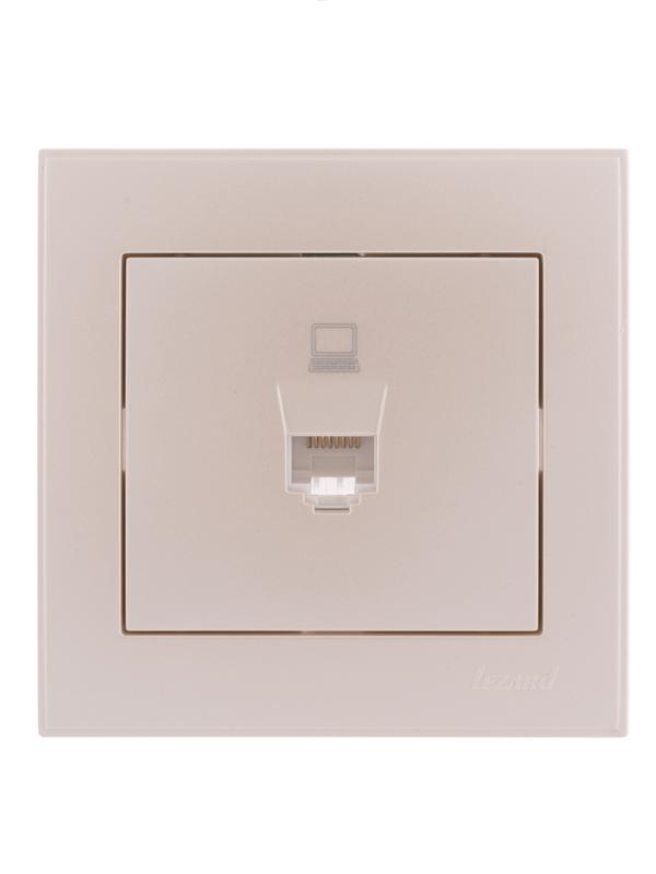 Розетка компьютерная 1-м СП Rain RJ45 жемчуж./бел. перламутр. LEZARD 703-3030-139
