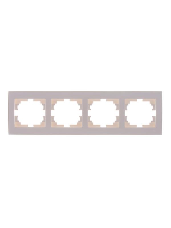 Рамка 4-м Rain горизонт. без вставки жемчуж./бел. метал. LEZARD 703-3030-149