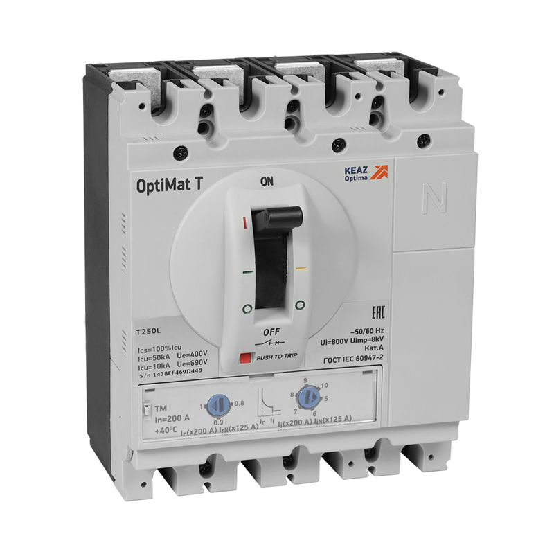 Выключатель автоматический 3п 160А OptiMat T250H-HV TM на напряжение до 1000В AC КЭАЗ 356950