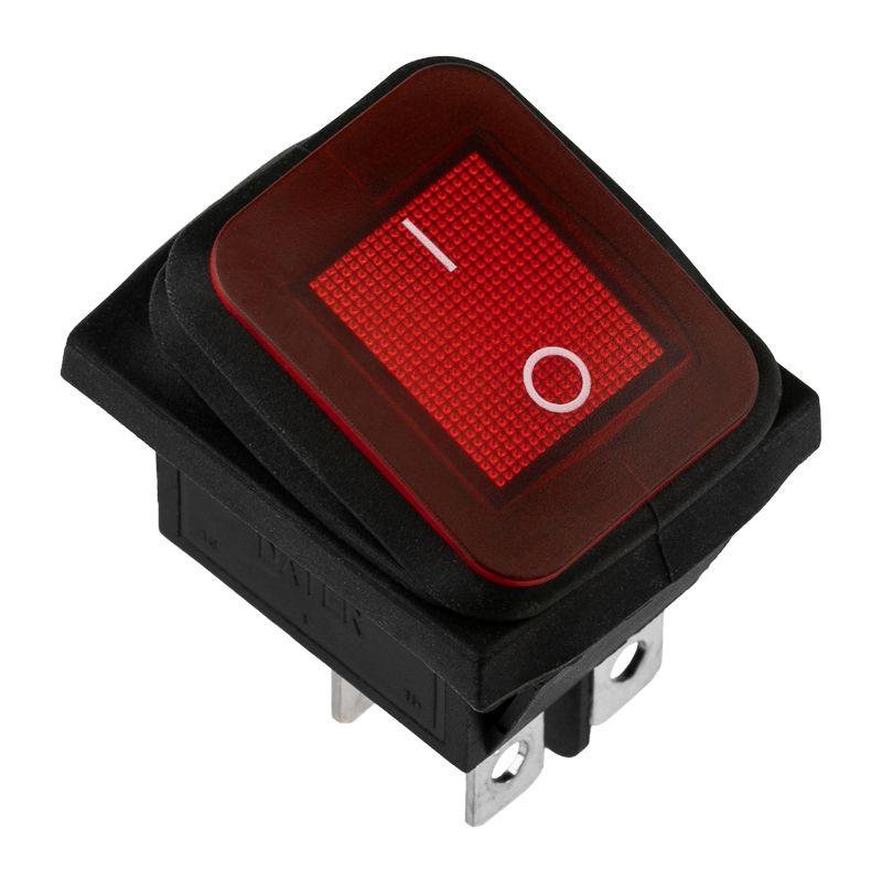 Выключатель клавишный 250В 15А (4с) ON-OFF красн. с подсветкой ВЛАГОЗАЩИТА (RWB-507) (инд. упак.) Rexant 36-2360-1