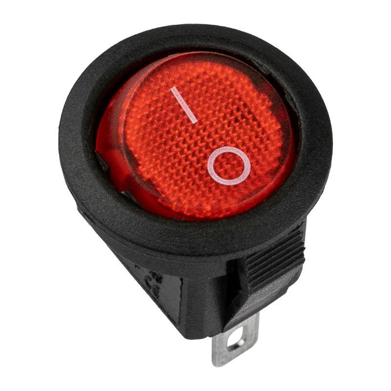 Выключатель клавишный круглый 250В 3А (3с) ON-OFF красн. с подсветкой Micro (RWB-106 SC-214) (инд. упак.) Rexant 36-2530-1