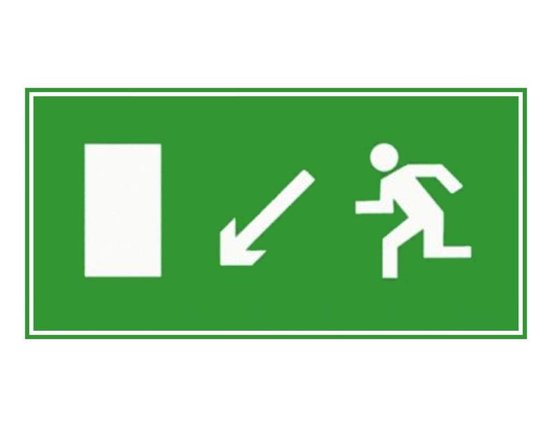 Знак эвакуационный "Налево вниз" 140х280 (наклейка) Technolux ЭП07 140280