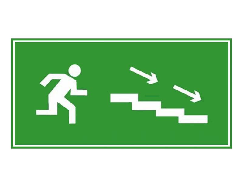 Знак эвакуационный "По лестнице вниз направо" 140х280 (наклейка) Technolux ЭП12 140280
