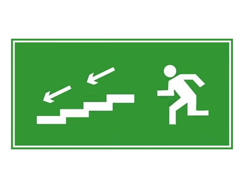Знак эвакуационный "По лестнице вниз налево" 140х280 (наклейка) Technolux ЭП13 140280