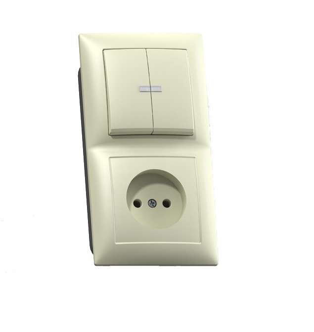 Блок СП БКВР-418 Селена (2-кл. выкл. и индик.+ розетка) бел. Кунцево 8211