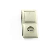 Блок СП БКВР-418 Селена (2-кл. выкл. и индик.+ розетка) сл. кость Кунцево 8180