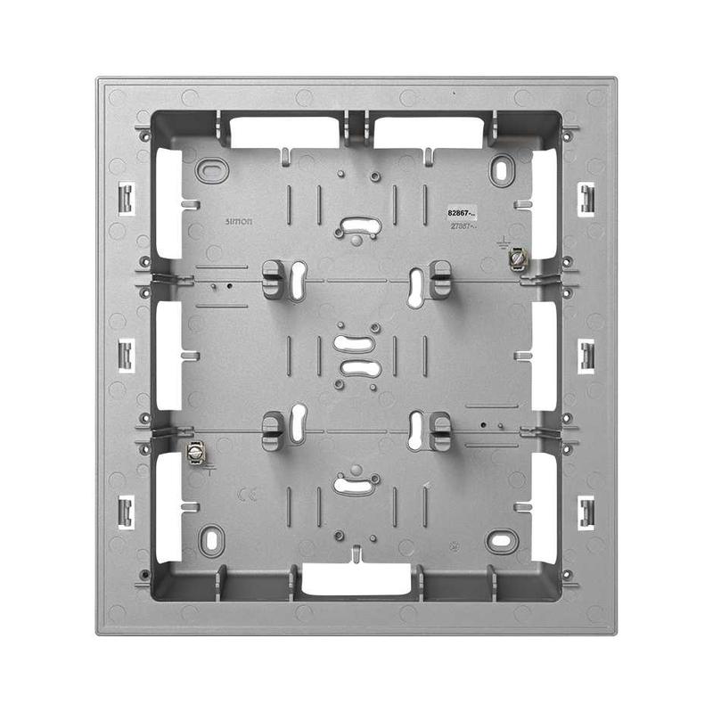 Коробка для наружн. монтажа 3-рядной рамки с суппортами 250х268х53мм Simon82 Centralizations алюм. 82867-33