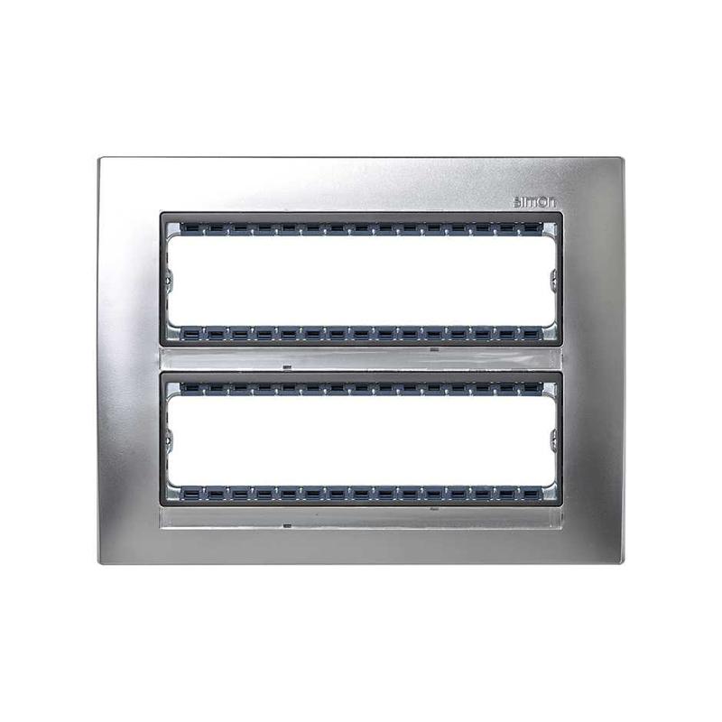 Накладка 2-х рядная с суппортами на 16 узк. модулей Simon82 Centralizations алюм./графит 82851-38