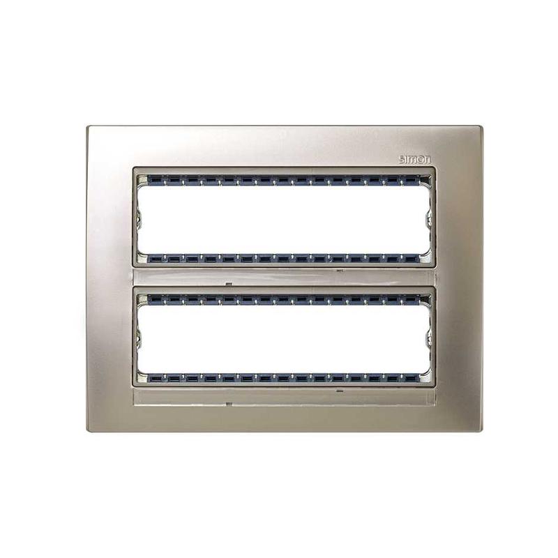 Накладка 2-х рядная с суппортами на 16 узк. модулей Simon82 Centralizations шампань /шампань 82851-34