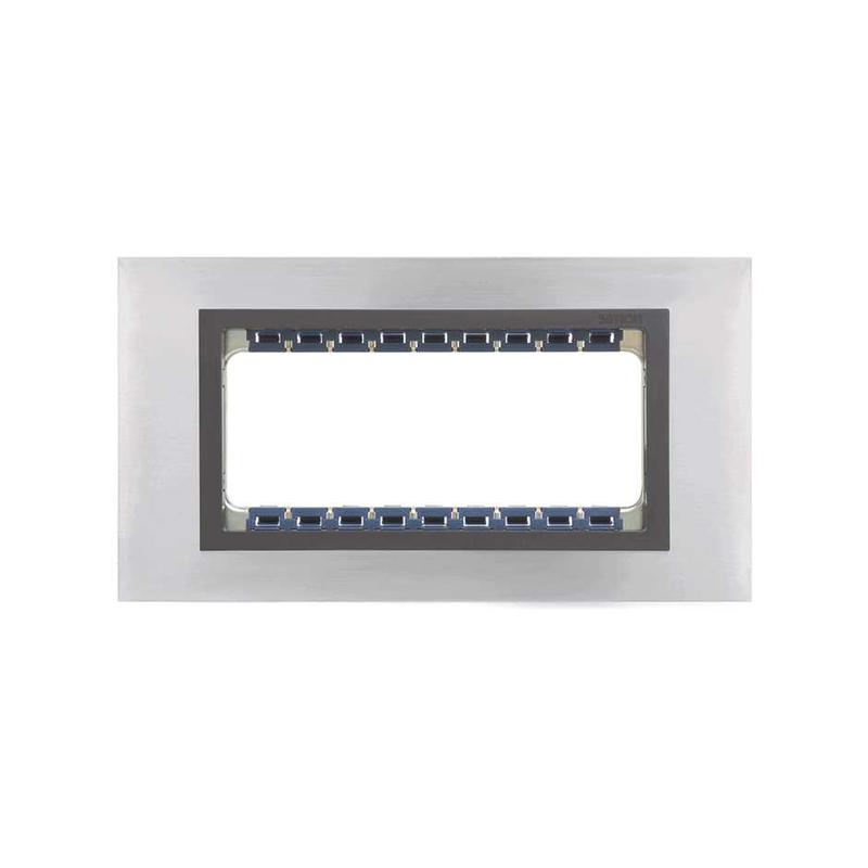 Рамка 5мод. Simon82 Centralizations узкая с суппортом нерж. сталь/графит (металл.им) Simon 82857-37