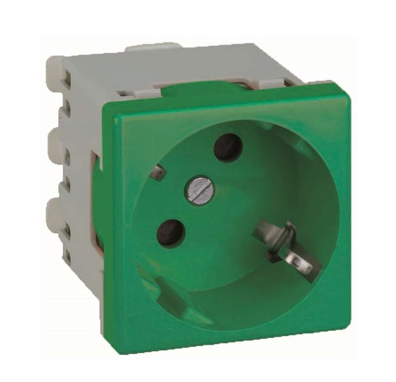 Розетка 1-м СП Simon Connect 16А IP20 250В 2P+E с заземл. модуль K45 45х45 безвинт. клеммы зел. Simon K11-27