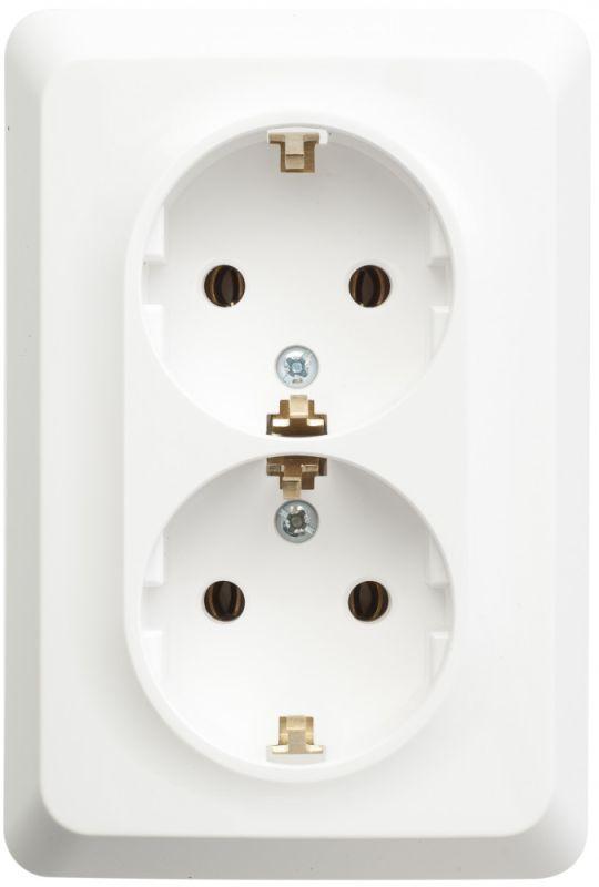 Розетка 2-м СП Этюд 16А IP20 250В с заземл. без защ. шторок бел. SE PC16-107B