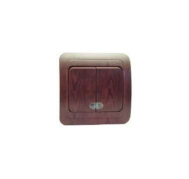 Выключатель 2-кл. СП Mimoza N 10А IP20 с подсветкой орех/орех Makel 24023