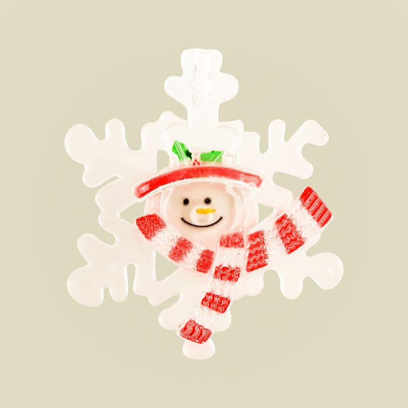 Фигура светодиодная "Снеговик на снежинке" 80х90х15мм 1LED RGB 0.1Вт 4.5В IP20 на присоске элементы питания 2хCR2032 (в компл.) Neon-Night 501-021