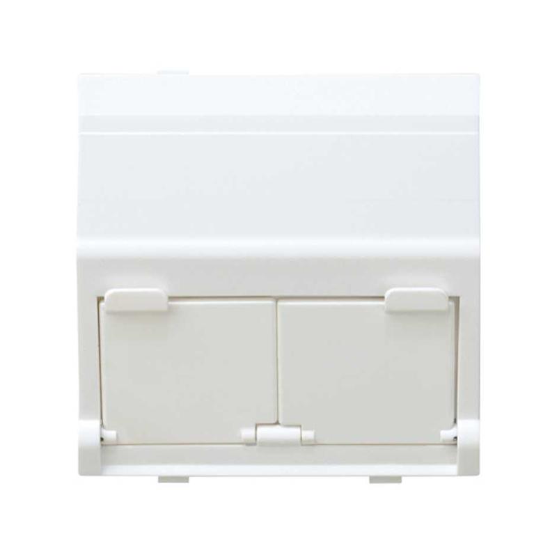 Адаптер на 2 RJ45(12) коннектора наклонный широкий Simon27 бел. 27086-35