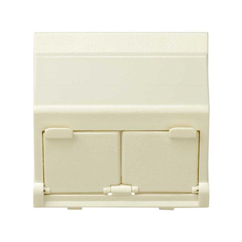 Адаптер на 2 RJ45(12) коннектора наклонный широкий Simon27 сл. кость 27086-32