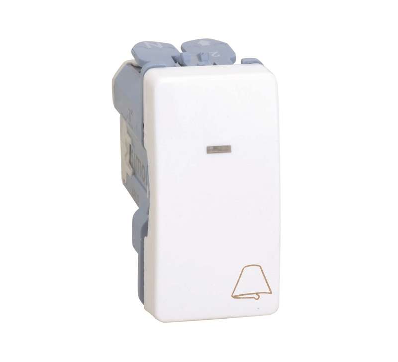 Механизм кнопки клавишной "свет" с подсветкой узкая 10А 250В Simon27 сл. кость 27161-61