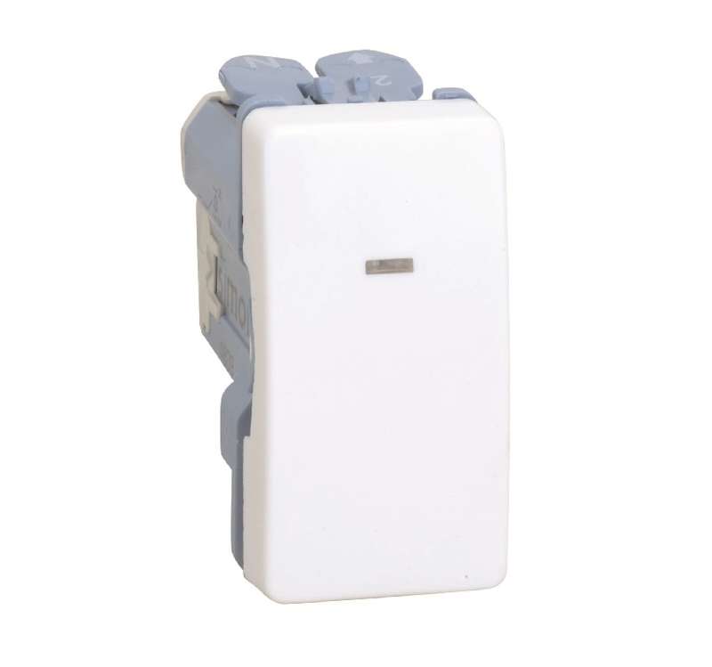 Механизм кнопки клавишной с подсветкой узкая 10А 250В Simon27 бел. 27669-64