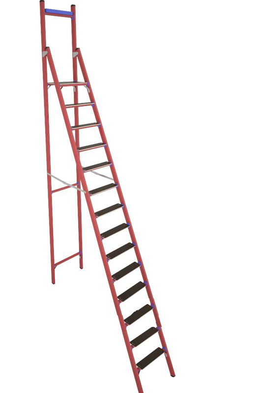 Стремянка диэлектрическая СВД-3.5 Евро Телеком с вертикальной опорой стеклопластик. Антиток Д413761