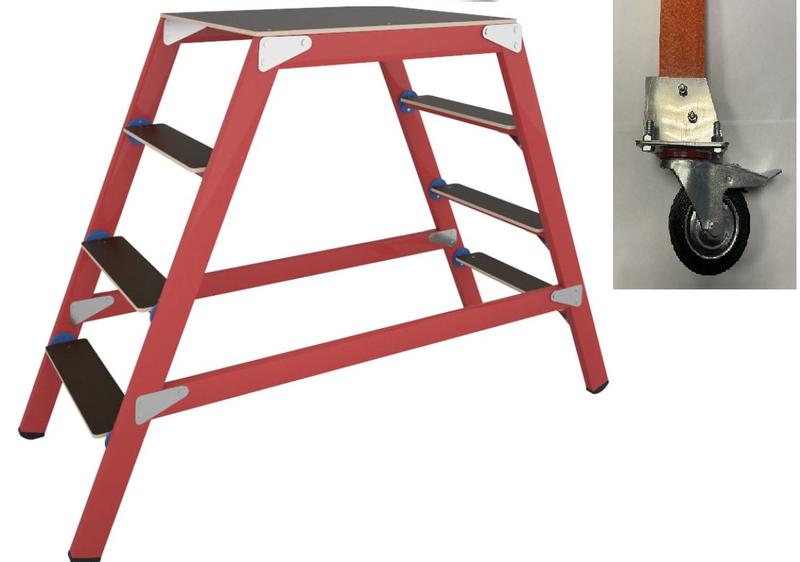 Стремянка диэлектрическая ССД-1.0 ПК (подмость с колесами) с симметричной опорой стеклопластик. Антиток Д413772