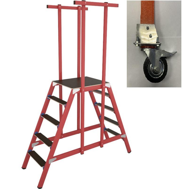 Стремянка диэлектрическая ССД-1.2 ПК (подмость с колесами) с симметричной опорой стеклопластик. Антиток Д413774