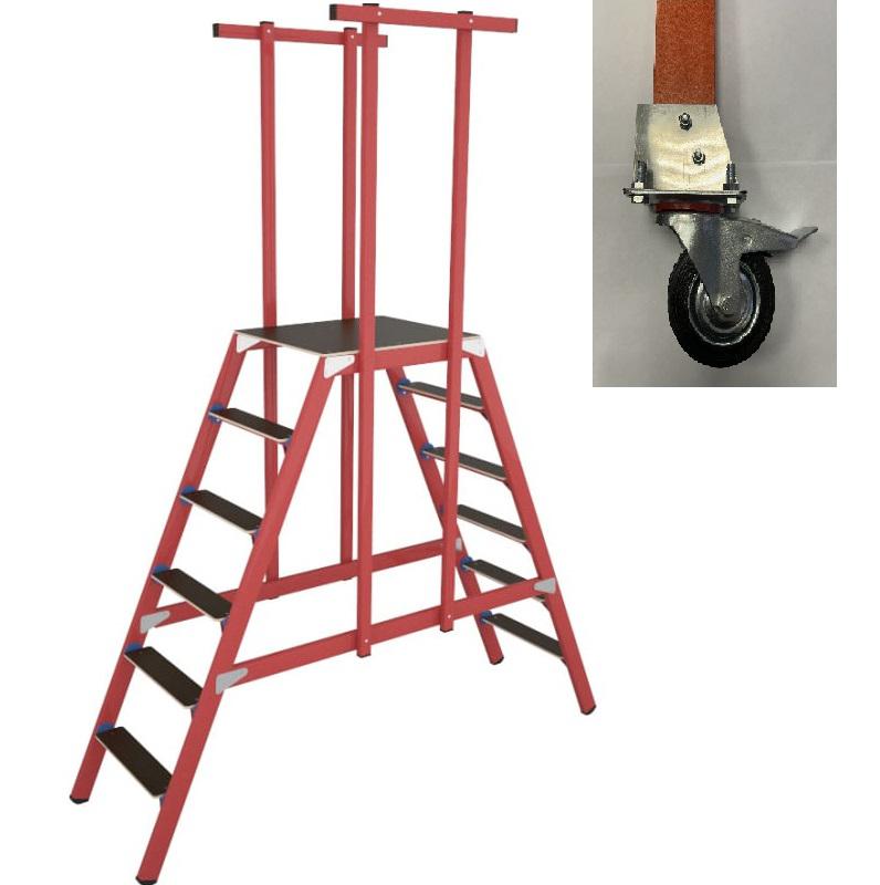 Стремянка диэлектрическая ССД-1.5 ПК (подмость с колесами) с симметричной опорой стеклопластик. Антиток Д413780