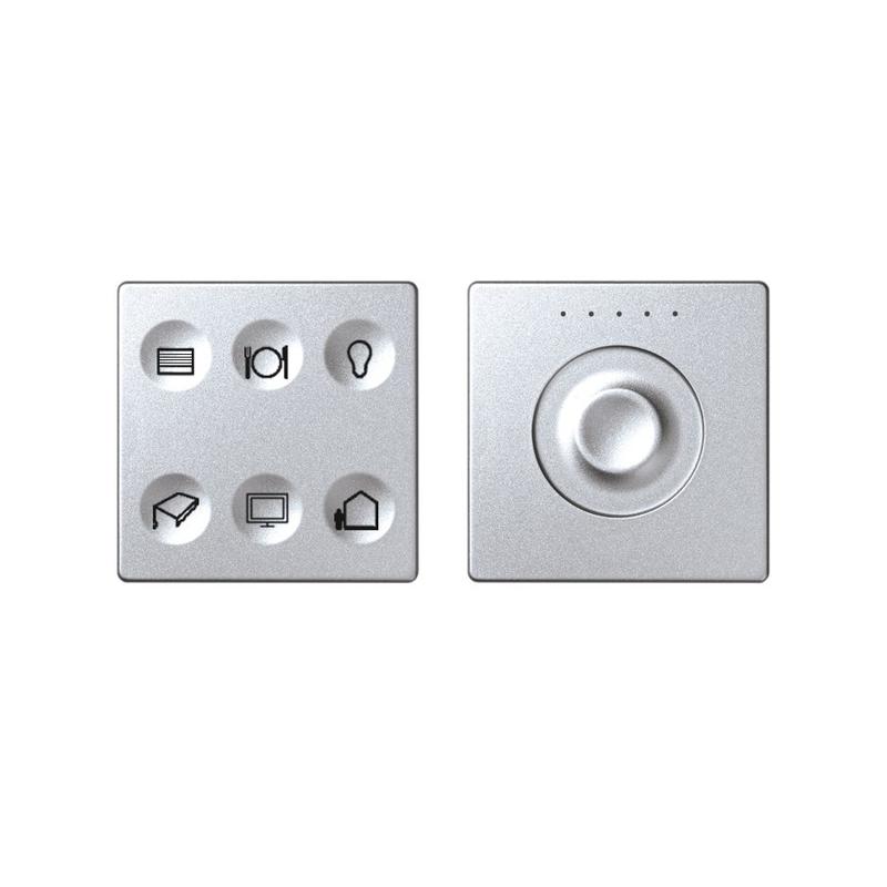 Комплект выключателя 6-кл. сенсорн. + регулятор Т3 KNX; RJ12 алюм. Simon82 Sense 8400675-093