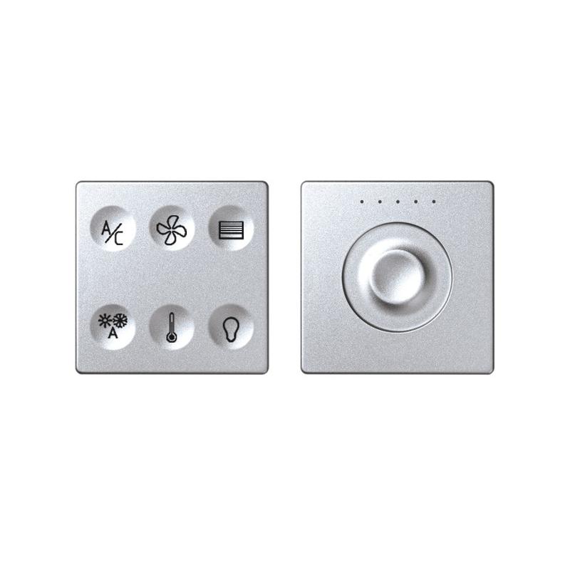 Комплект выключателя 6-кл. сенсорн. + регулятор Т2 KNX; RJ12 алюм. Simon82 Sense 8400674-093