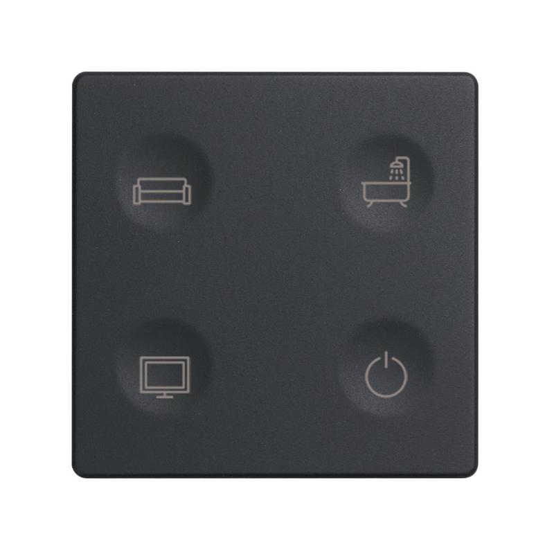 Выключатель сенсорный 4-кл. СП Simon 82 Sense IP20 с тематич. маркир. Т1 графит Simon 8000643-038