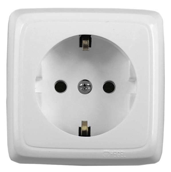 Розетка 1-м ОП Альфа 16А IP20 250В с заземл. бел. HEGEL РА16-111