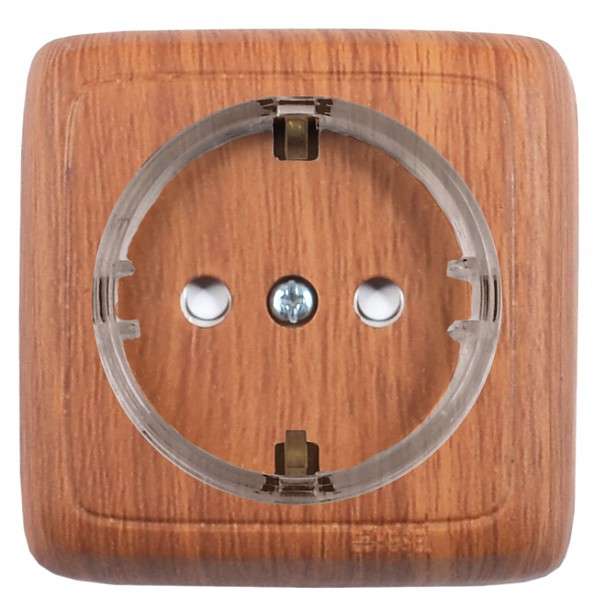 Розетка 1-м ОП Альфа 16А IP20 250В с заземл. с изолир. пластиной (стакан) дуб HEGEL РА16-173-05