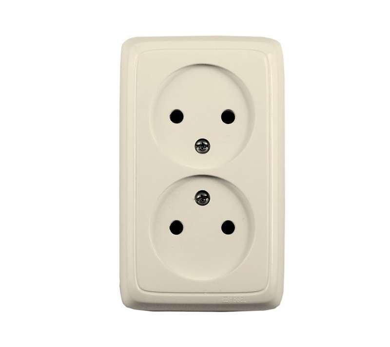 Розетка 2-м ОП Альфа 16А IP20 с изолир. пластиной сл. кость HEGEL РА16-143-01