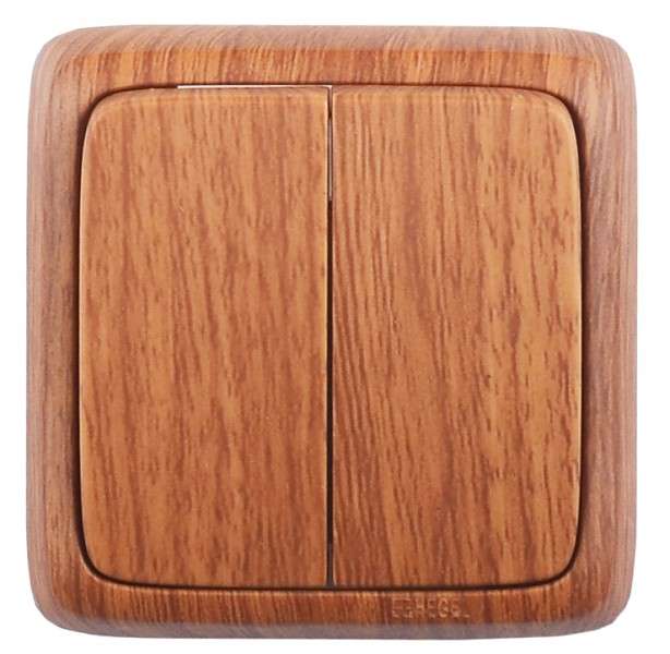 Выключатель 2-кл. ОП Альфа 10А IP20 250В с изолир. пластиной дуб HEGEL ВА10-153-05