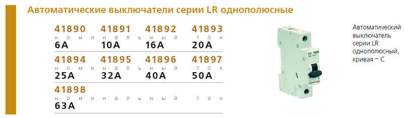 Выключатель автоматический модульный 1п C 40А 6кА LR Leg 604809