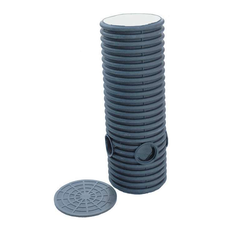 Колодец дренажный смотровой 340/300х2000мм с тремя вых. 110мм дном и полимер. крышкой Ruvinil КДС-340х2000