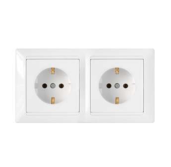 Розетка 2-м СП 16А IP20 с заземл. бел. Bylectrica РС16-355