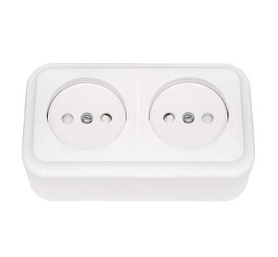 Розетка 2-м ОП 16А IP20 с заземл. защ. шторки бел. Bylectrica РА16-273