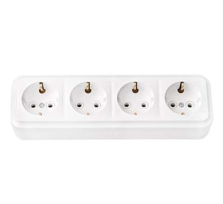 Розетка 4-м ОП 16А с заземл. бел. Bylectrica РА16-266