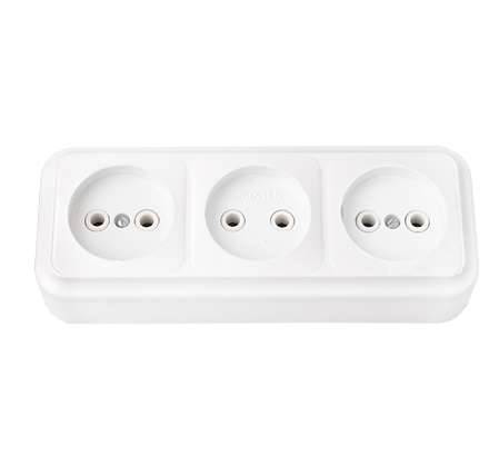 Розетка 3-м ОП 16А IP20 без заземл. бел. Bylectrica РА16-263