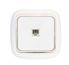 Розетка телефонная 1-м СП RJ11 (4P4C) бел. Bylectrica ТР4-023