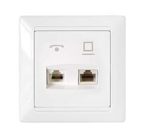 Розетка компьютерная + телефонная 2-м СП бел. Bylectrica ТРК-003