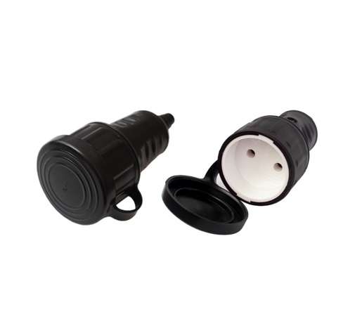 Розетка 16А IP44 250В без заземл. каучук черн. Bylectrica Р16-389